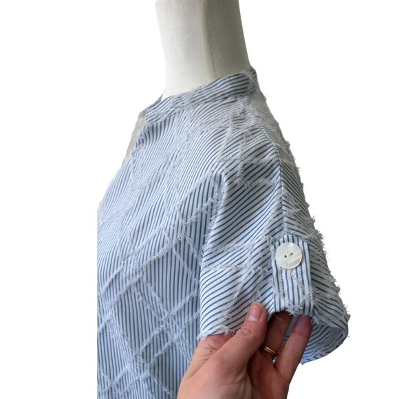 THML | Mohair Pinstriped Blue and White Stripe Dress Size S - Picture 6 of 7